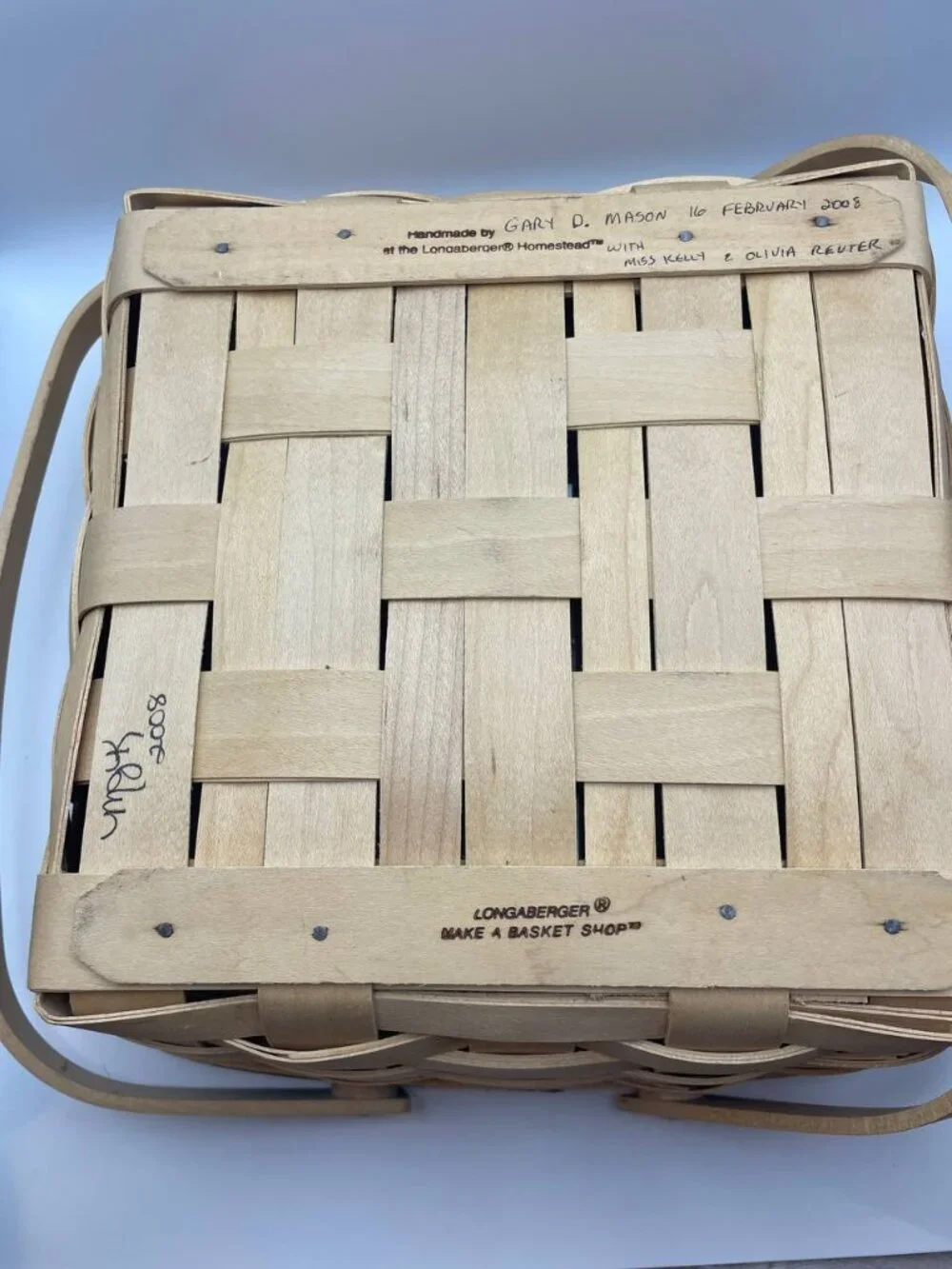 Longaberger Make A Basket Shop Woven Basket medium market with handles 2008